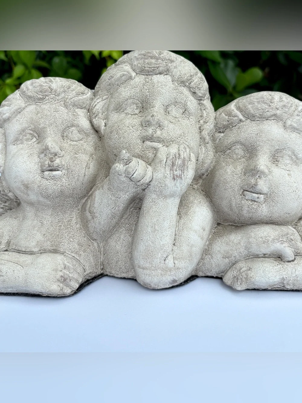 Karma Home Grey Three Cherub Lamp Base Cement Angels Bust Figures Baroque Decor - Picture 6 of 10